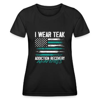 Je porte du teck addiction récupération sobriété - T-shirt sport Femme - noir - Devant - AI Model Female 172 light (172cm)