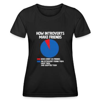 Comment les introvertis se font des amis Dictons pour les introvertis - T-shirt sport Femme - noir - Devant - AI Model Female 172 light (172cm)