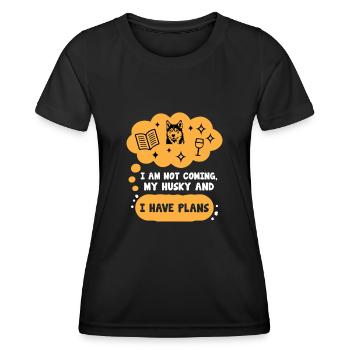 Dictons Husky Introvertis pour les introvertis - T-shirt sport Femme - noir - Devant - AI Model Female 172 light (172cm)
