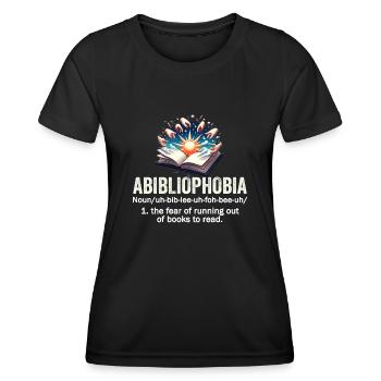 Abibliophobia Bookworm Livres de lecture - T-shirt sport Femme - noir - Devant - AI Model Female 172 light (172cm)