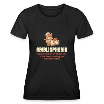 Abibliophobia Bookworm Reading Books - Women's Functional T-Shirt - black - Front - AI Model Female 172 light (172cm)