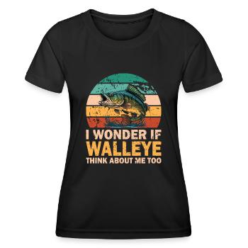 Walleye Zander Pêche Pêcheur Pêcheur - T-shirt sport Femme - noir - Devant - AI Model Female 172 light (172cm)