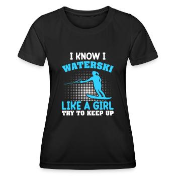Ski nautique pour femmes filles skieuses nautiques - T-shirt sport Femme - noir - Devant - AI Model Female 172 light (172cm)