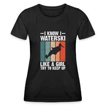 Ski nautique pour femmes filles skieuses nautiques - T-shirt sport Femme - noir - Devant - AI Model Female 172 light (172cm)