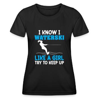Ski nautique pour femmes filles skieuses nautiques - T-shirt sport Femme - noir - Devant - AI Model Female 172 light (172cm)