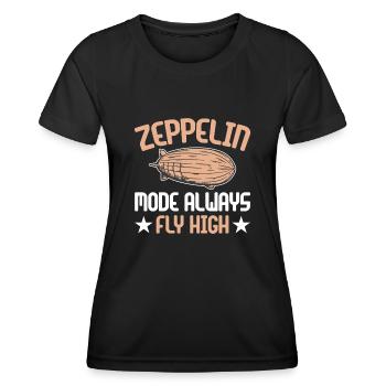 Vintage Zeppelin Airship 70 Years - Women's Functional T-Shirt - black - Front - AI Model Female 172 light (172cm)