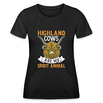 Schottisches Hochlandrind für Landwirte - Frauen Funktions-T-Shirt - Schwarz - Vorne - AI Model Female 172 light (172cm)