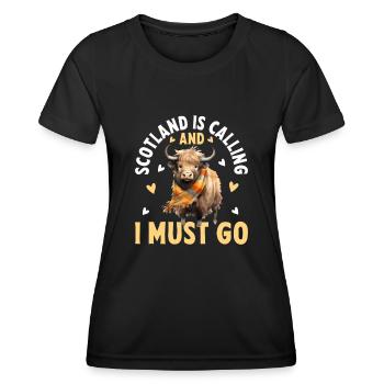 Schottisches Hochlandrind für Landwirte - Frauen Funktions-T-Shirt - Schwarz - Vorne - AI Model Female 172 light (172cm)