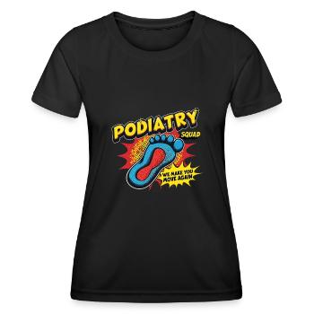 Médecin podiatrique Pieds Dictons Hôpital - T-shirt sport Femme - noir - Devant - AI Model Female 172 light (172cm)