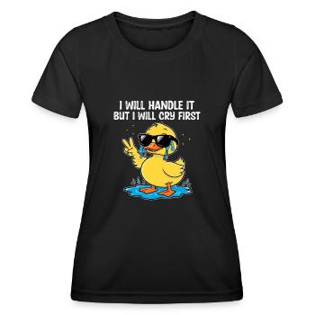 Ich werde damit umgehen Sarkasmus Sarkastisch - Frauen Funktions-T-Shirt - Schwarz - Vorne - AI Model Female 172 light (172cm)