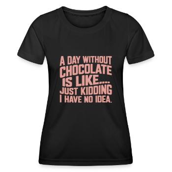 Cadeau Schikoladen pour l’amateur de chocolat - T-shirt sport Femme - noir - Devant - AI Model Female 172 light (172cm)