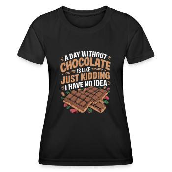 Cadeau Schikoladen pour l’amateur de chocolat - T-shirt sport Femme - noir - Devant - AI Model Female 172 light (172cm)