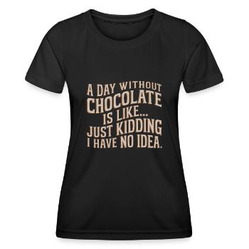 Cadeau Schikoladen pour l’amateur de chocolat - T-shirt sport Femme - noir - Devant - AI Model Female 172 light (172cm)