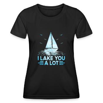 Je vous lac beaucoup Pédalo - T-shirt sport Femme - noir - Devant - AI Model Female 172 light (172cm)