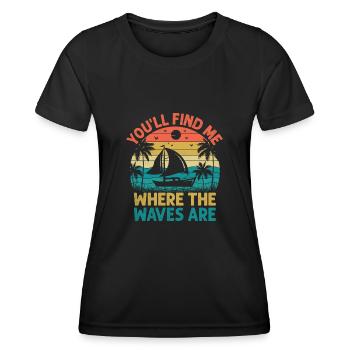 Vous me trouverez là où les vagues sont pédalo - T-shirt sport Femme - noir - Devant - AI Model Female 172 light (172cm)