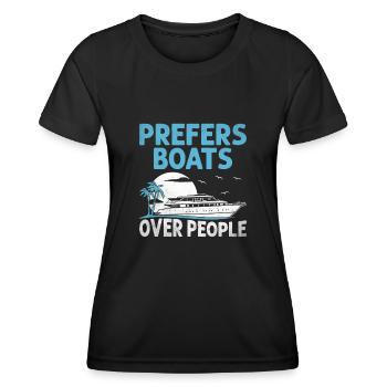 Bevorzugt Boote gegenüber Menschen Paddelboot - Frauen Funktions-T-Shirt - Schwarz - Vorne - AI Model Female 172 light (172cm)