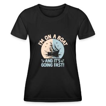 Ich bin auf einem Boot und es geht schnell Paddelboot - Frauen Funktions-T-Shirt - Schwarz - Vorne - AI Model Female 172 light (172cm)