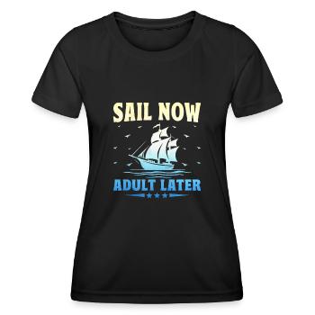 Segeln Sie jetzt Erwachsener Später Paddelboot - Frauen Funktions-T-Shirt - Schwarz - Vorne - AI Model Female 172 light (172cm)