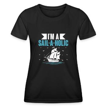 Pédalo I’m A Sail A Holic - T-shirt sport Femme - noir - Devant - AI Model Female 172 light (172cm)