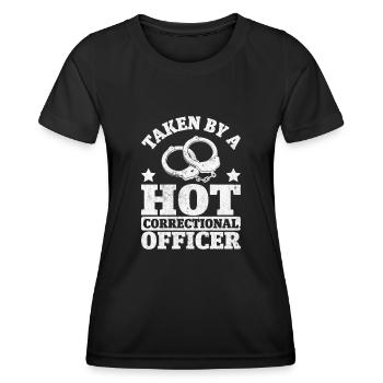 Von einem Justizvollzugsbeamten Lustige Ehefrau genommen - Frauen Funktions-T-Shirt - Schwarz - Vorne - AI Model Female 172 light (172cm)