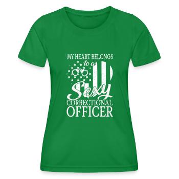 Mein Herz gehört einem Justizvollzugsbeamten Dünn - Frauen Funktions-T-Shirt - Kelly Green - Vorne - AI Model Female 172 dark (172cm)