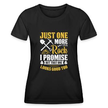 Nur noch ein Fels Ich verspreche Lustiger Geologie-Fels - Frauen Funktions-T-Shirt - Schwarz - Vorne - AI Model Female 172 light (172cm)
