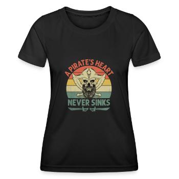 Ein Piratenherz geht nie unter Piratenjugend Design - Frauen Funktions-T-Shirt - Schwarz - Vorne - AI Model Female 172 light (172cm)