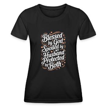 by God by my husband - Women's Functional T-Shirt - black - Front - AI Model Female 172 light (172cm)