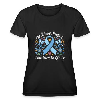 Vérifier votre cancer de la prostate - T-shirt sport Femme - noir - Devant - AI Model Female 172 light (172cm)