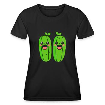 Gurke - Frauen Funktions-T-Shirt - Schwarz - Vorne - AI Model Female 172 light (172cm)