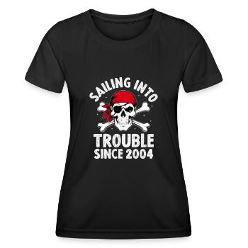 Sailing Into Trouble Since 2004 Pirate Youth - Women's Functional T-Shirt - black - Front - AI Model Female 172 light (172cm)