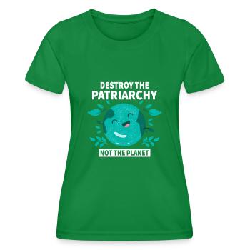 Zerstöre Das Patriarchat Nicht Den Planeten - Frauen Funktions-T-Shirt - Kelly Green - Vorne - AI Model Female 172 dark (172cm)