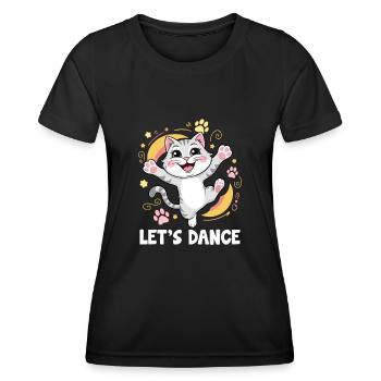Un chat dansant Let’s Dance Pour Danseur Dansant - T-shirt sport Femme - noir - Devant - AI Model Female 172 light (172cm)