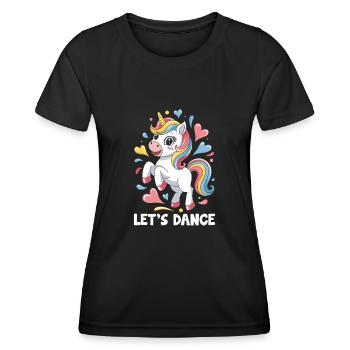 Ein Einhorn Tanzt Let's Dance Tanz Tänzer - Frauen Funktions-T-Shirt - Schwarz - Vorne - AI Model Female 172 light (172cm)