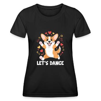 Ein Corgi tanzt Let's Dance für tanzende Tänzer - Frauen Funktions-T-Shirt - Schwarz - Vorne - AI Model Female 172 light (172cm)