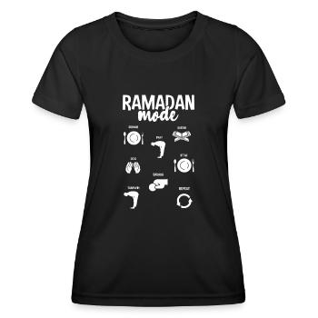 Modus Ramadan Célébration de l’Aïd Moubarak - T-shirt sport Femme - noir - Devant - AI Model Female 172 light (172cm)