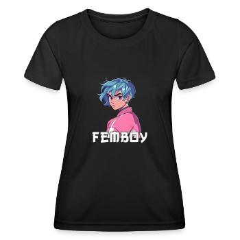 Femboy Esthétique Yaoi Anime Garçon Travestissement - T-shirt sport Femme - noir - Devant - AI Model Female 172 light (172cm)