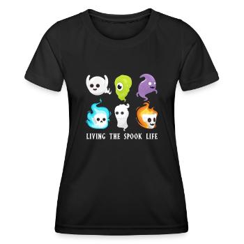 Living The Spook Life Ghost Bait - Women's Functional T-Shirt - black - Front - AI Model Female 172 light (172cm)