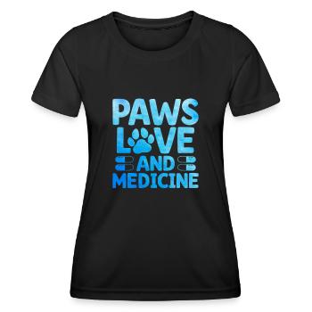 Pfoten Liebe Und Medizin Vielseitiger Tierliebhaber - Frauen Funktions-T-Shirt - Schwarz - Vorne - AI Model Female 172 light (172cm)