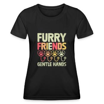 pelzige freunde sanfte hände verterinäres tier - Frauen Funktions-T-Shirt - Schwarz - Vorne - AI Model Female 172 light (172cm)