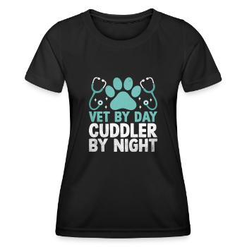 Tierarzt bei Tag Kuschel bei Nacht Vielseitiges Tier - Frauen Funktions-T-Shirt - Schwarz - Vorne - AI Model Female 172 light (172cm)