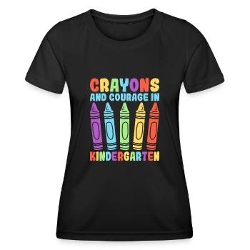 Crayons And Courage In Kindergarten School Teacher - Women's Functional T-Shirt - black - Front - AI Model Female 172 light (172cm)