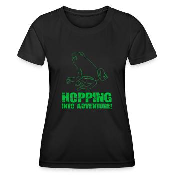 Hopping Into Adventure Frogs Nature Joy - Women's Functional T-Shirt - black - Front - AI Model Female 172 light (172cm)
