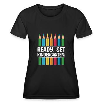 Ready Set Kindergarten School Teacher Students - Women's Functional T-Shirt - black - Front - AI Model Female 172 light (172cm)