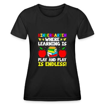 Jardin d’enfants où l’apprentissage est le jeu et le jeu est - T-shirt sport Femme - noir - Devant - AI Model Female 172 light (172cm)