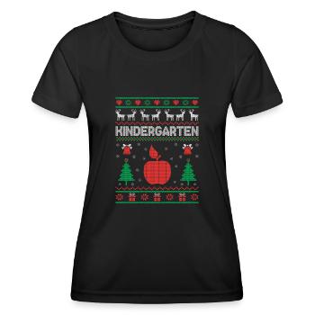Xmas Kindergarten School Teacher Students - Women's Functional T-Shirt - black - Front - AI Model Female 172 light (172cm)
