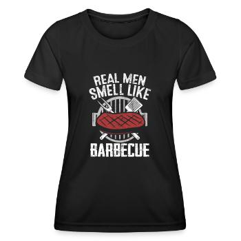 De vrais hommes sentent comme le barbecue Drôle de viande Fumer - T-shirt sport Femme - noir - Devant - AI Model Female 172 light (172cm)