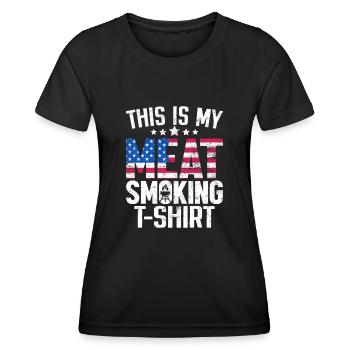 This Is My Meat Smoking Grilling American Flag - Women's Functional T-Shirt - black - Front - AI Model Female 172 light (172cm)