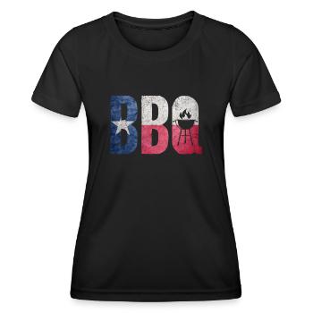 BBQ Texas State Flag Viande Fumer la poitrine - T-shirt sport Femme - noir - Devant - AI Model Female 172 light (172cm)