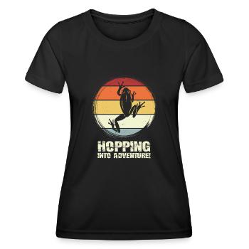 Hopping Into Adventure Frogs Nature Joy - Women's Functional T-Shirt - black - Front - AI Model Female 172 light (172cm)